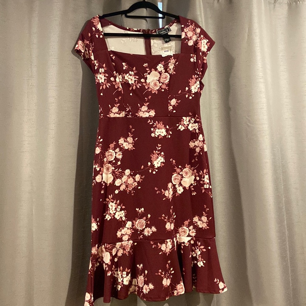 Burgundy flounce dress